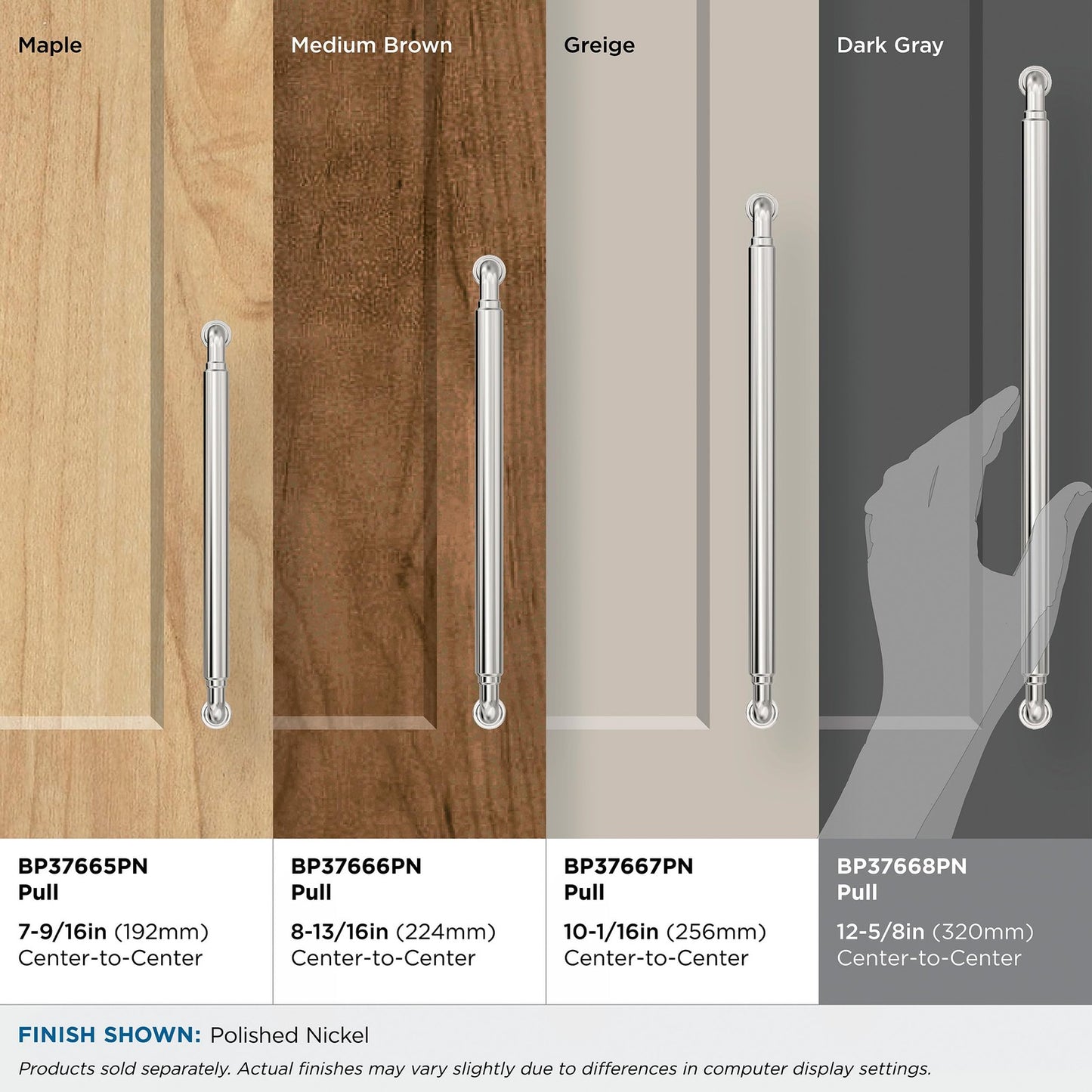Amerock Coble 12-5/8 inch (320mm) Center-to-Center Polished Nickel Cabinet Pull