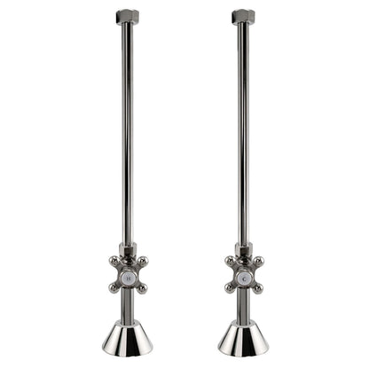 Signature Hardware 158040 Deck-Mount Supply Cross Handle Stops - Brushed Nickel