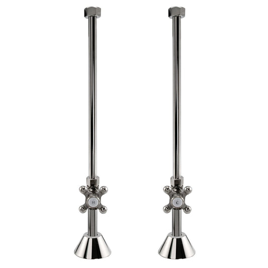 Signature Hardware 158040 Deck-Mount Supply Cross Handle Stops - Brushed Nickel