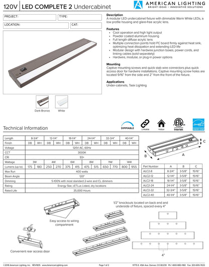 American Lighting LED Undercabinet Light 24" Complete Collection (ALC2-24-WH)