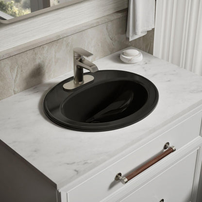 KOHLER K-2196-4-7 Pennington Self-Rimming Bathroom Sink, Black Black