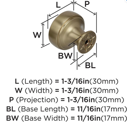Amerock - HIGHLAND RIDGE Cabinet Knob - 1-3/16 in diameter - Golden Champagne