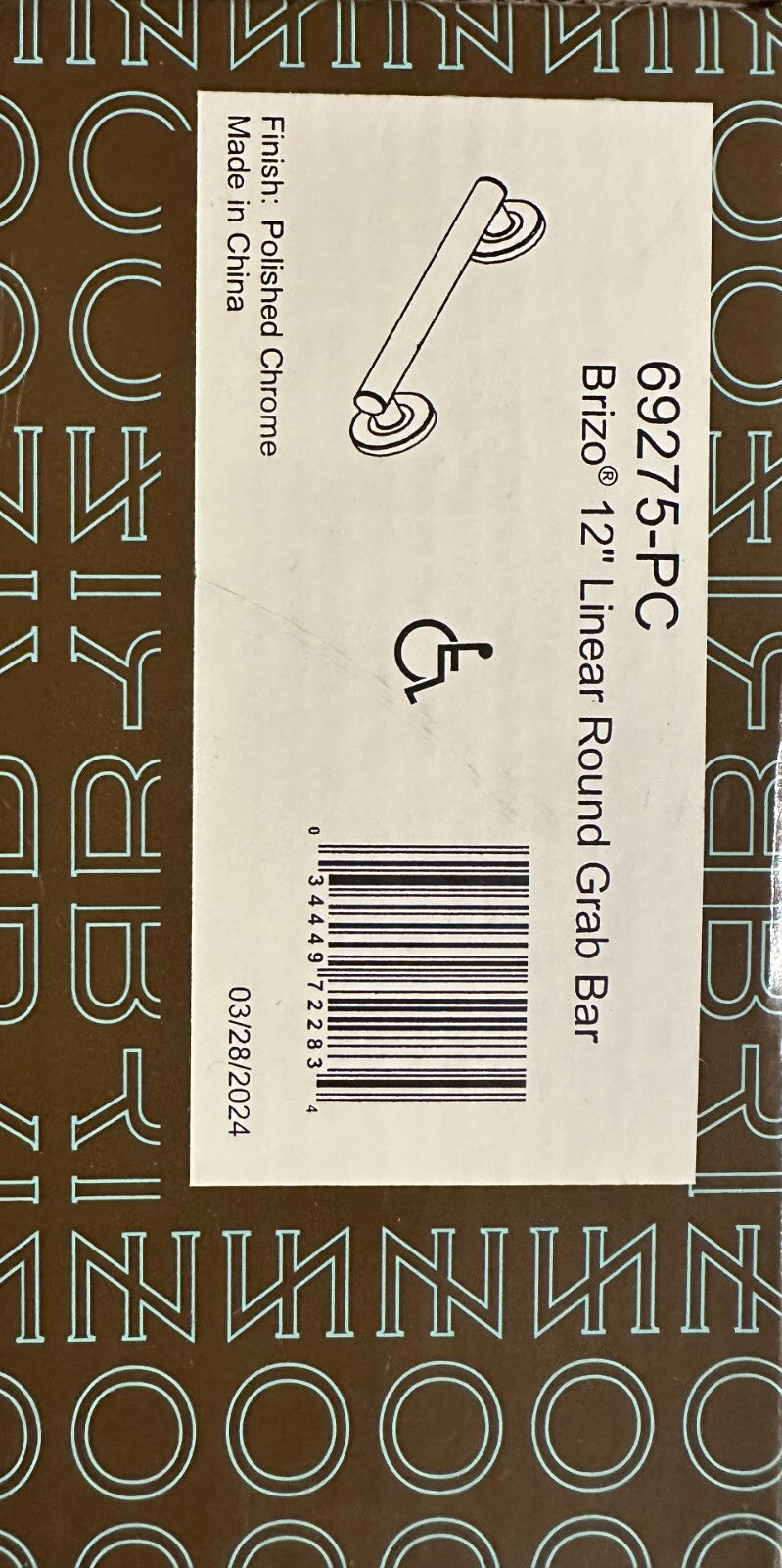 Brizo Euro Round 69275-PC  12-inch (12")  Grab Bar in Polished Chrome