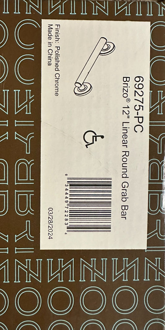 Brizo Euro Round 69275-PC  12-inch (12")  Grab Bar in Polished Chrome