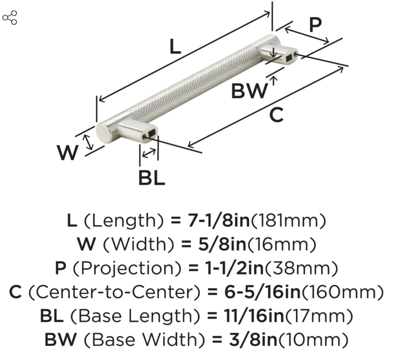 Amerock - BP36559G10 - 6-1/4" Center Satin Nickel Cabinet Pull-Bronx Collection