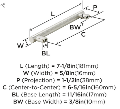 Amerock - BP36559G10 - 6-1/4" Center Satin Nickel Cabinet Pull-Bronx Collection