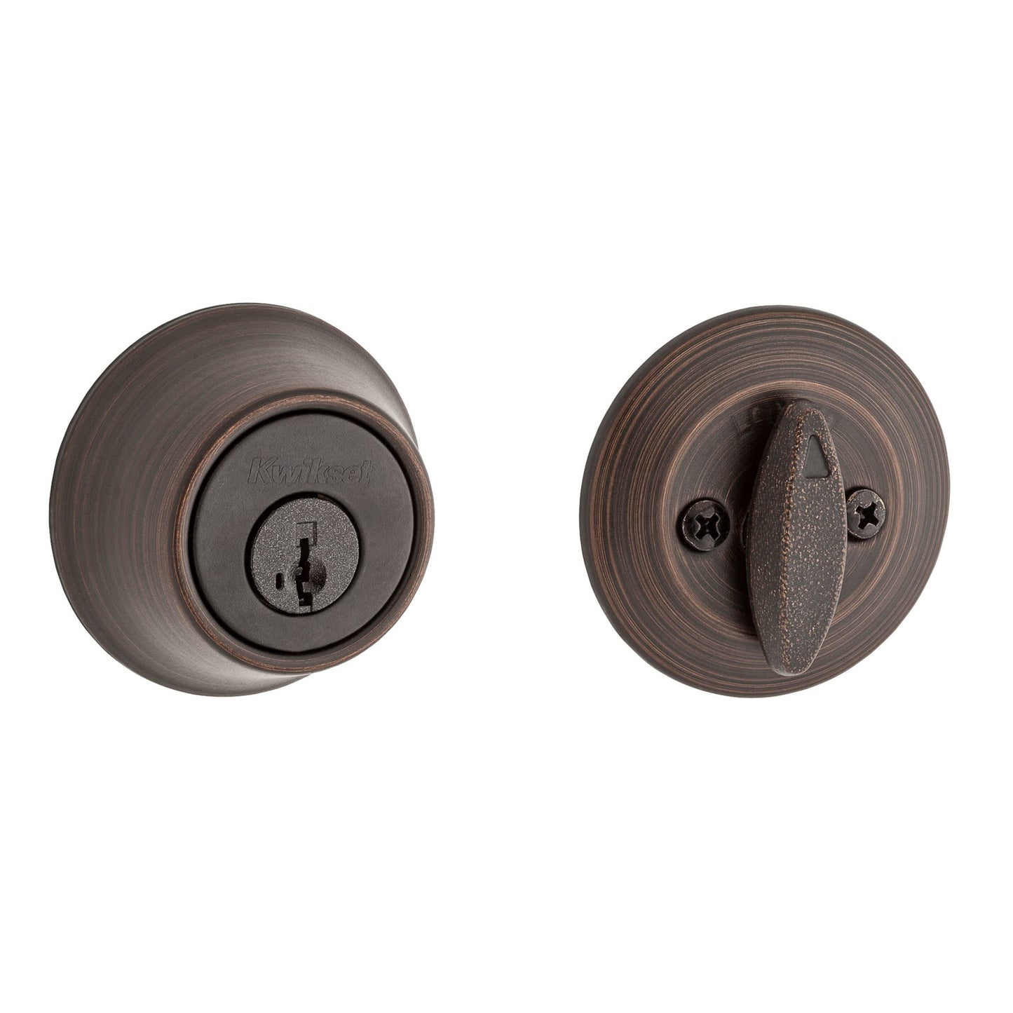 Kwikset 660 Deadbolt Lock, Venetian Bronze Round Exterior Keyed Front Entry Door