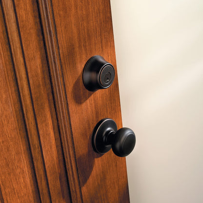 Kwikset 660 Deadbolt Lock, Venetian Bronze Round Exterior Keyed Front Entry Door