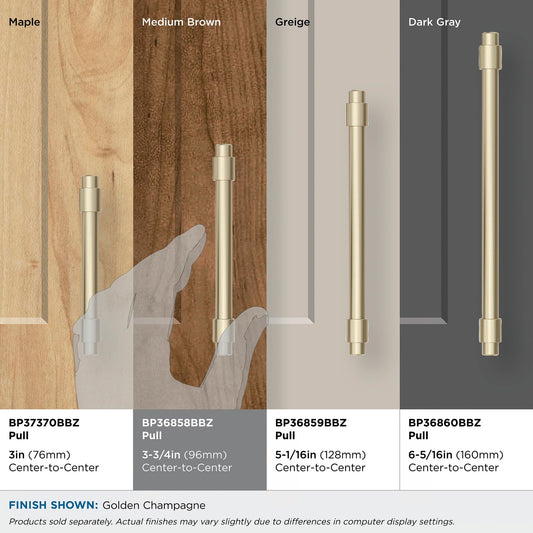 Amerock BP36858BBZ Destine 3-3/4" C2C Golden Champagne Cabinet Pull