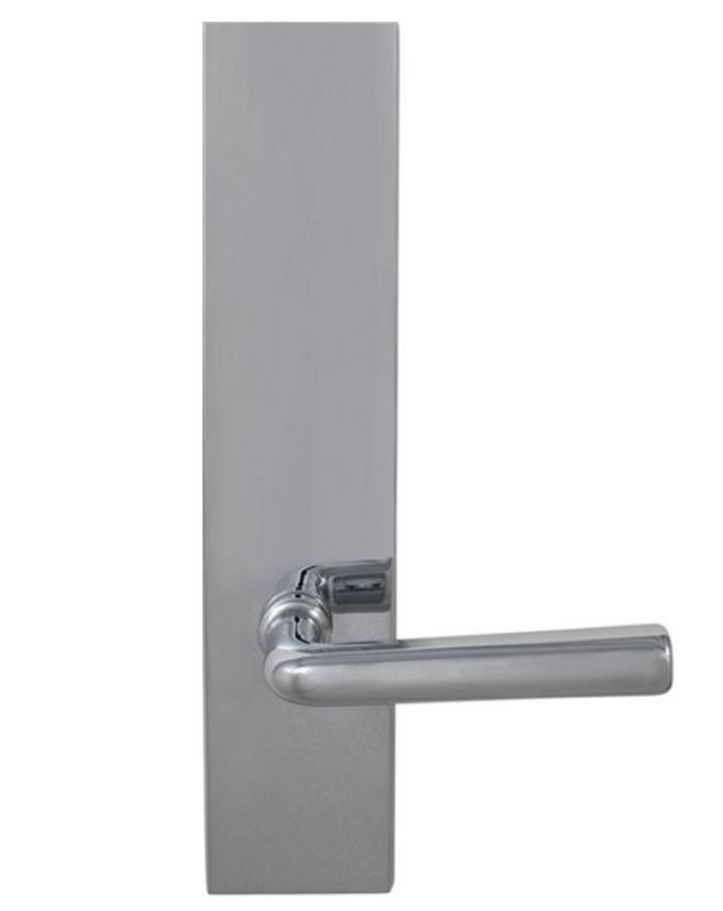 Omnia D12368 Deadbolt Lever Lockset With Plates - Polished Chrome