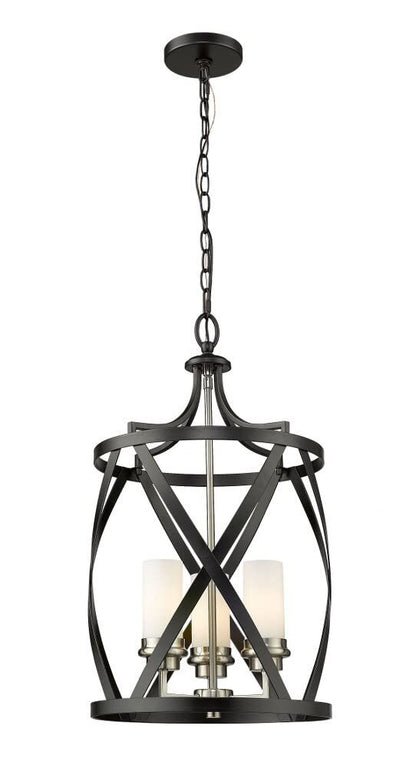 Z-Lite 481P14-MB-BN Malcalester Pendant, 3-Light, Matte Black & Brushed Nickel