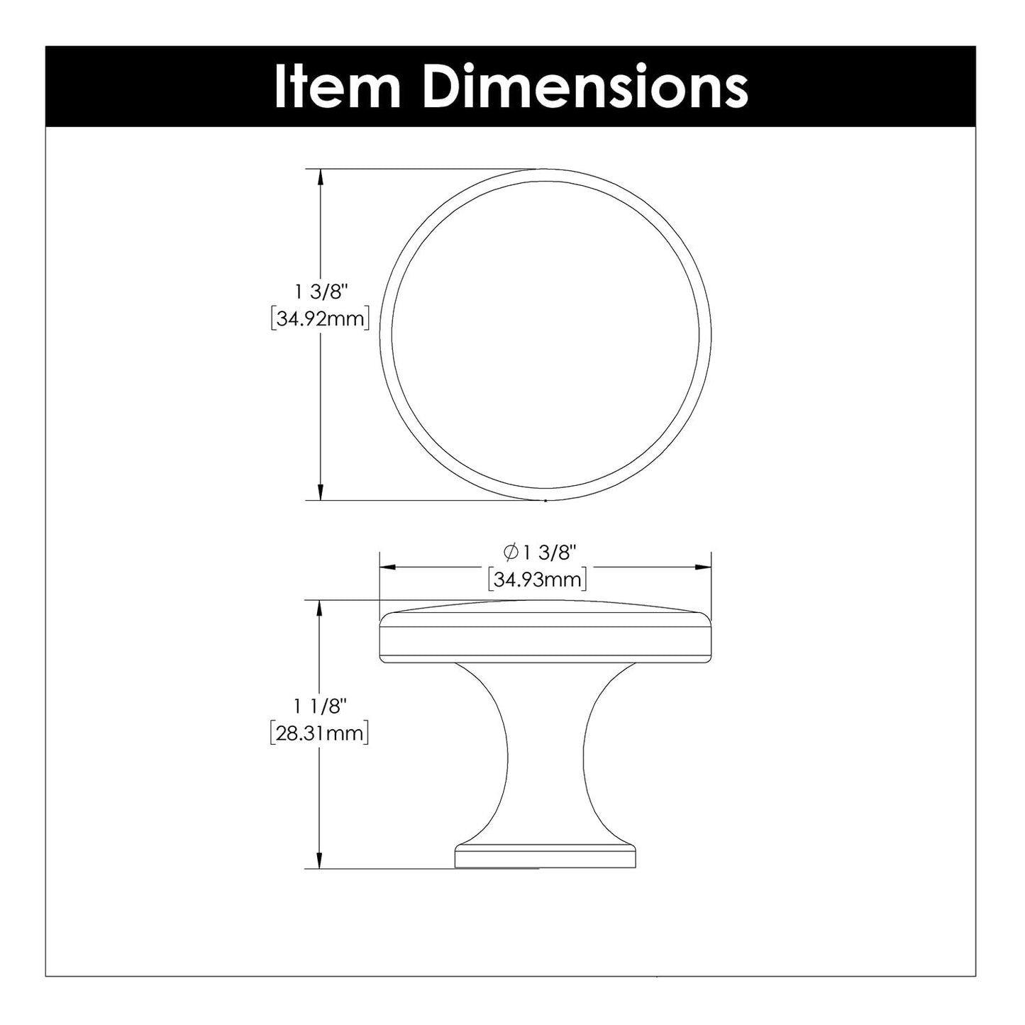 Belwith H076698-CBZ-10B Solid Kitchen Cabinet Knobs 1-3/8" Champagne Bronze-10pc
