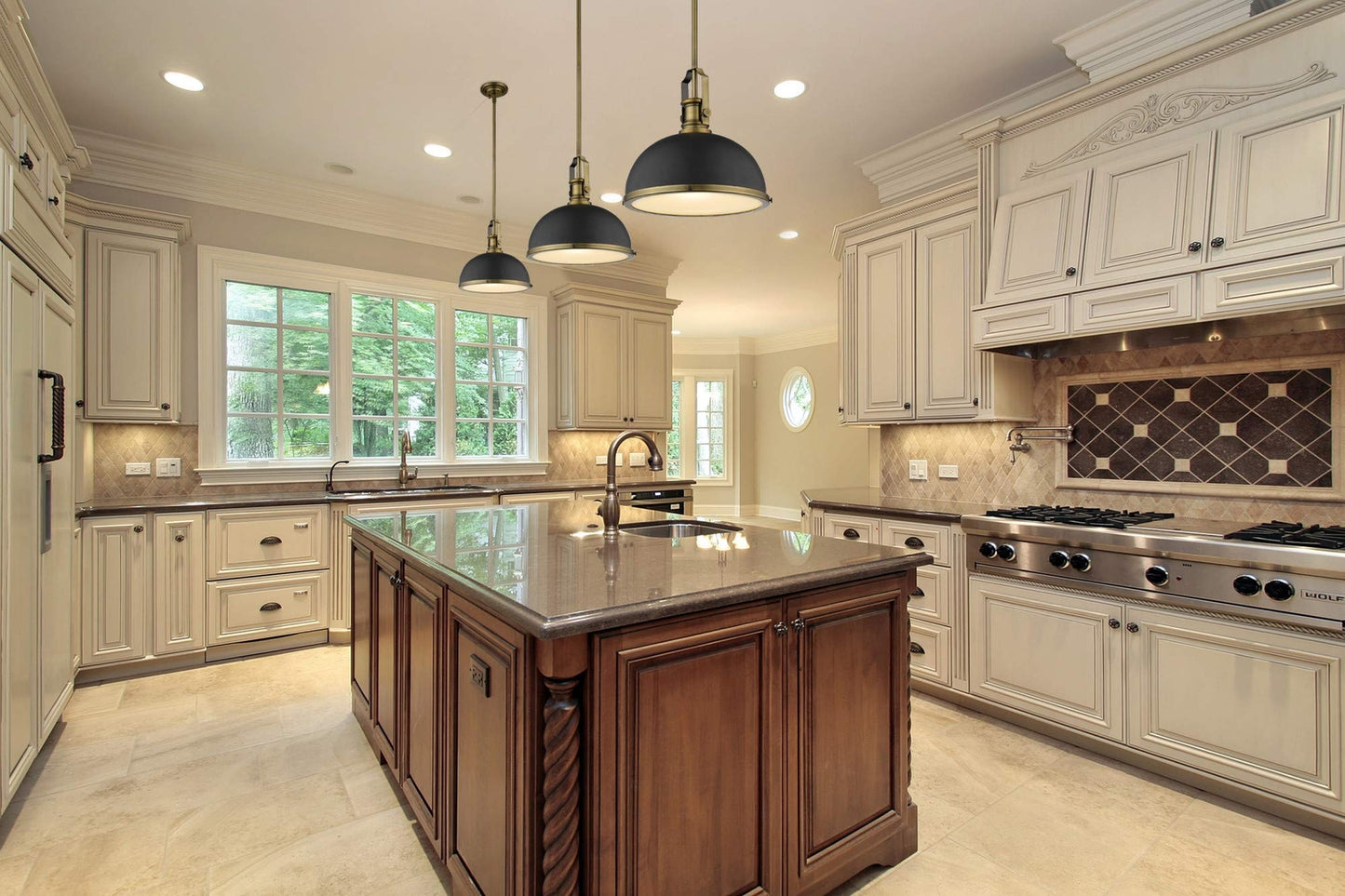 Z-Lite 725P12-MB+BN 1 Light Pendant, Matte Black + Brushed Nickel