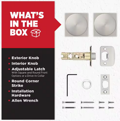 Kwikset 720PSKSQT-15 Pismo Passage Door Knob Set with Square Rose - Satin Nickel