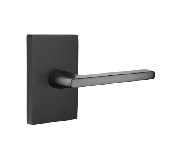 EMTEK 5052HLOU19RH - Flat Double Dummy Door Lever with Square Rosette - Black