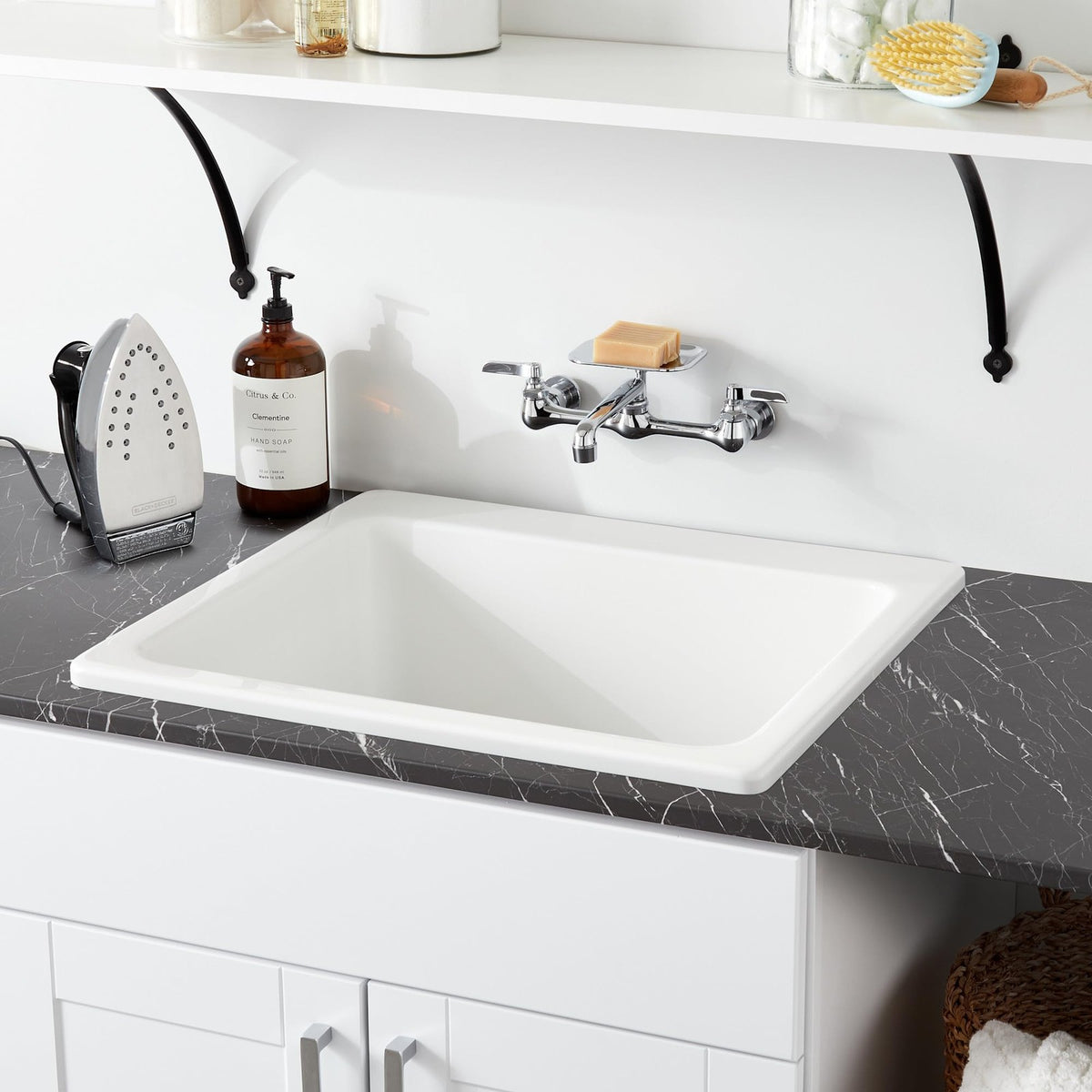 Signature Hardware SHLS2522WH Medford 25" Drop In Sgl Basin Acrylic Laundry Sink