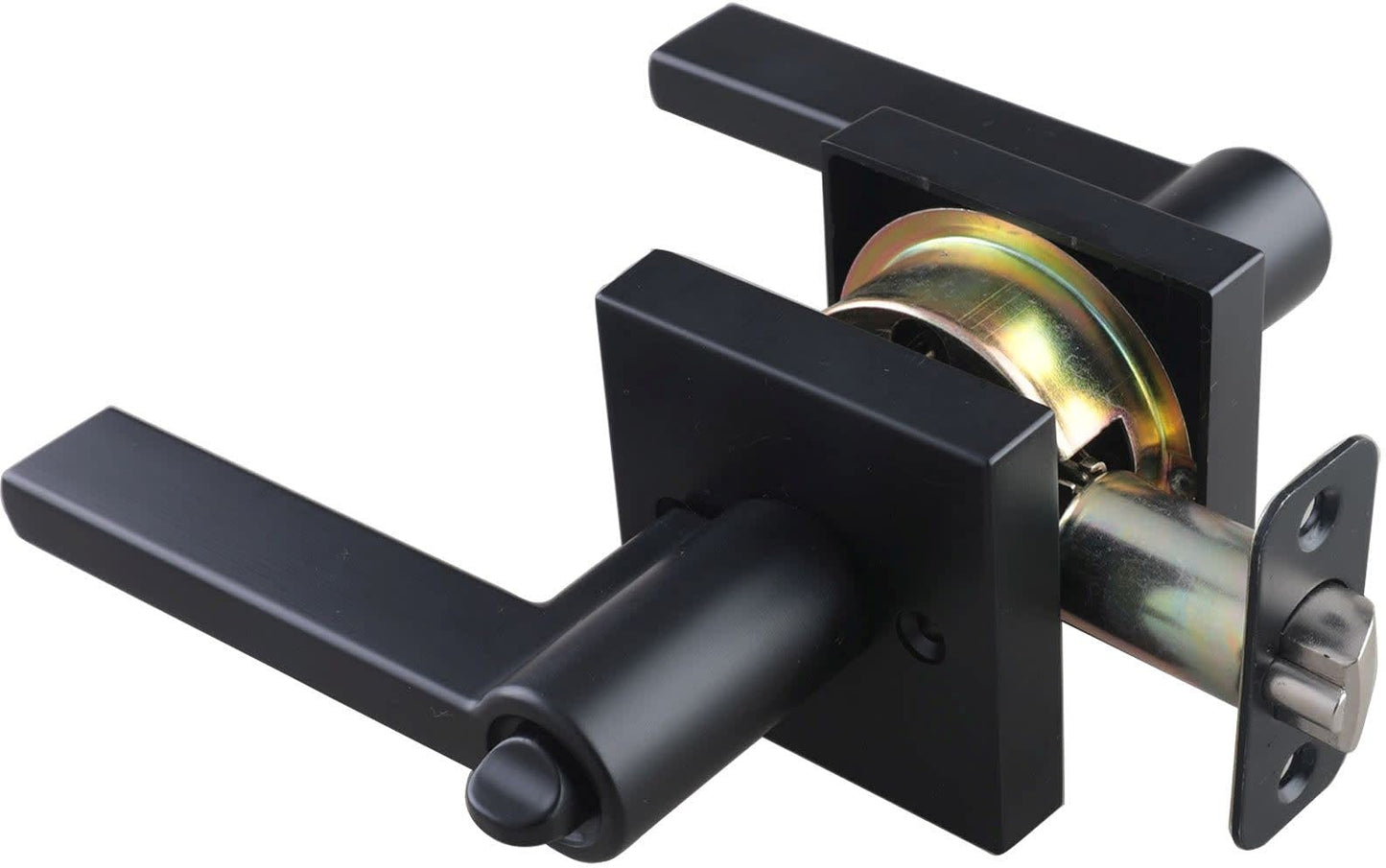 Miseno MLK2022 Lorton Flat Bar Keyed Entry Door Lever Set w/Deadbolt-Matte Black