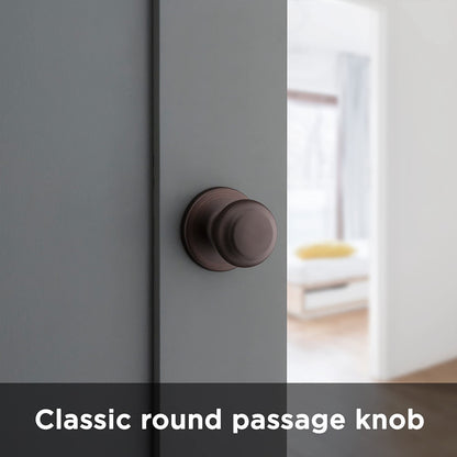 Kwikset 200CV11P Cove Interior Passage Door Knob Non-Locking Venetian Bronze