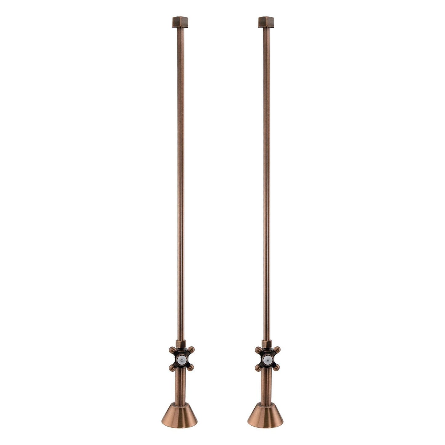 Signature Hardware 158040 Deck-Mount Supply Cross Handle Stops - Brushed Nickel