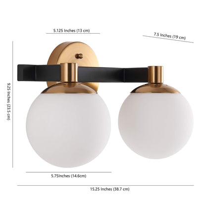 JONATHAN Y JYL3541A Modernist Globe 15.25" 2-Light LED Vanity 2700K LED