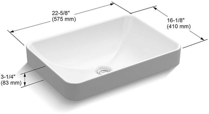 KOHLER 5373-0 Vox Rectangle Vessel Bathroom Sink, Vitreous China, White