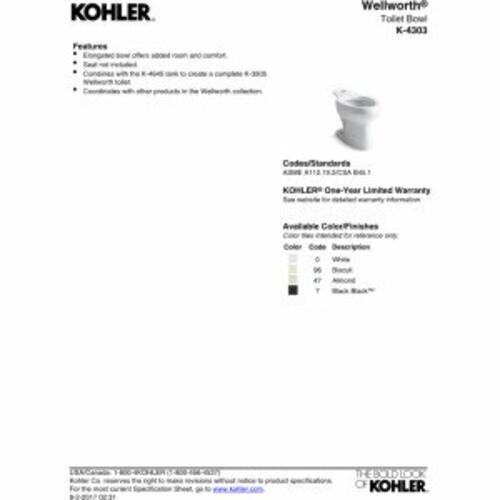 KOHLER Wellworth Pressure Lite Bowl-Et