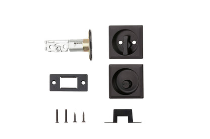 Kwikset 335SQT-514 Square Privacy Pocket Door Lock Iron Black Finish