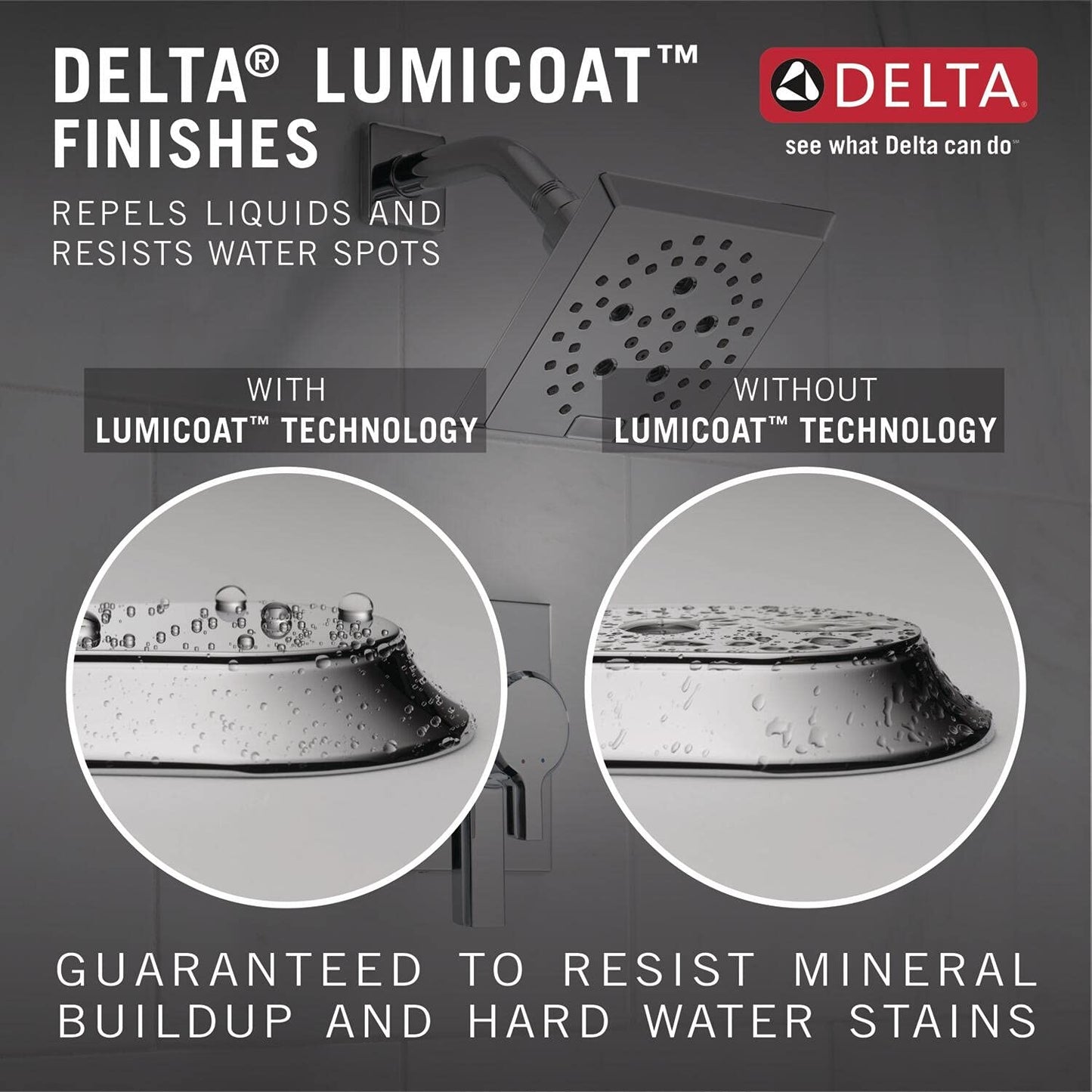 Delta 51799-PR 3-Spray H2Okinetic Slide Bar Hand Shower w/Hose Lumicoat Chrome