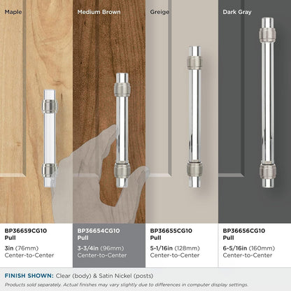 Amerock BP36654CG10 Cabinet Pull Clear/Satin Nickel 3-3/4" C2C Glacio