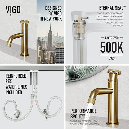 VIGO Cass Single Handle Single-Hole Bathroom Faucet Matte Brushed Gold-VG01046MG