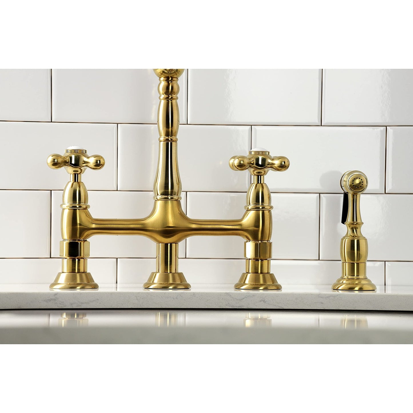 Kingston Brass KS1275AXBS Heritage Bridge Kitchen Faucet w/Brass Sprayer,ORB
