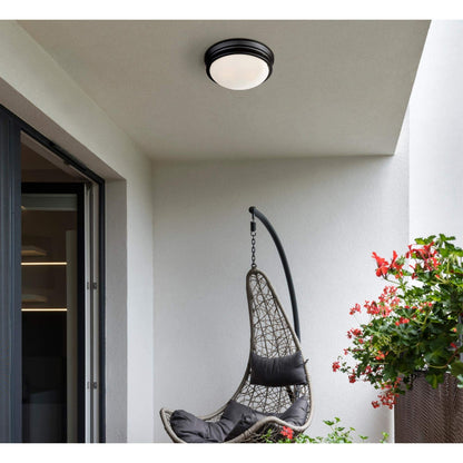 Westinghouse 6578100 Meadowbrook 13" Outdoor Ceiling Light Matte Black Frosted