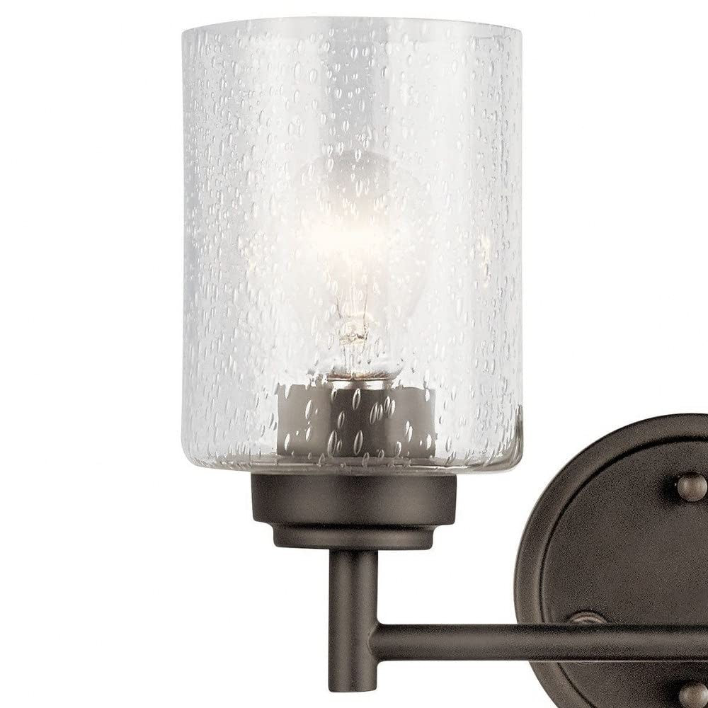 KICHLER 45885BK Winslow Vanity, 2-Light 150 Total Watts, Black, 12.75"