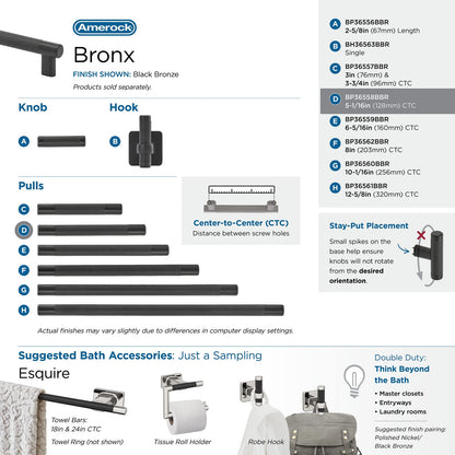 Amerock BP36558BBR Bronx Kitchen Cabinet Pull Black Bronze 5-1/16" C2C