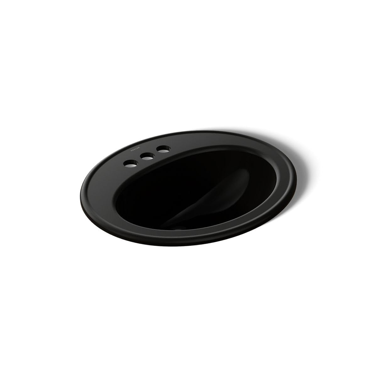 KOHLER K-2196-4-7 Pennington Self-Rimming Bathroom Sink, Black Black
