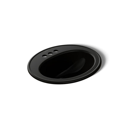 KOHLER K-2196-4-7 Pennington Self-Rimming Bathroom Sink, Black Black
