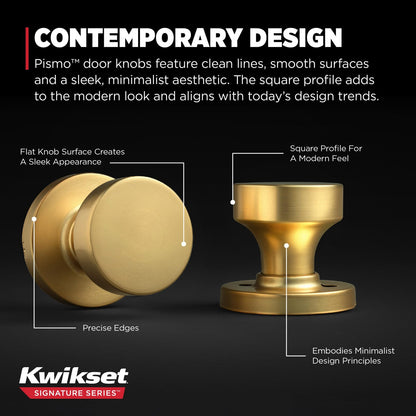 Kwikset 720PSKRDT Pismo Interior Passage Door Knob Satin Brass, Round