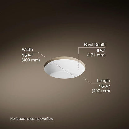 Kohler K-2883-96 1-Bowl Round Undermount Bath Sink Biscuit