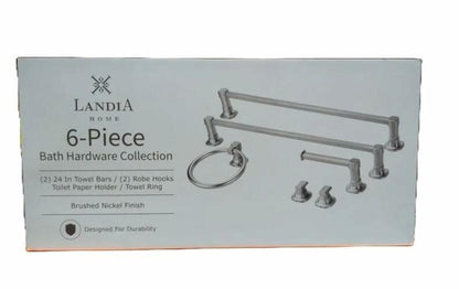 Landia Home 6-piece Bath Hardware Collection | Brushed Nickel Finish