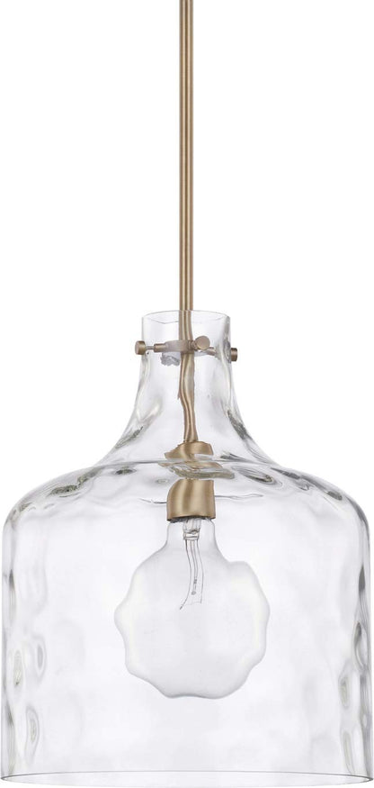 HomePlace Lighting 325717AD Glass Jar Pendant Light, 1-Light 100 Watt Aged Brass