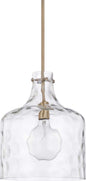 HomePlace Lighting 325717AD Glass Jar Pendant Light, 1-Light 100 Watt Aged Brass