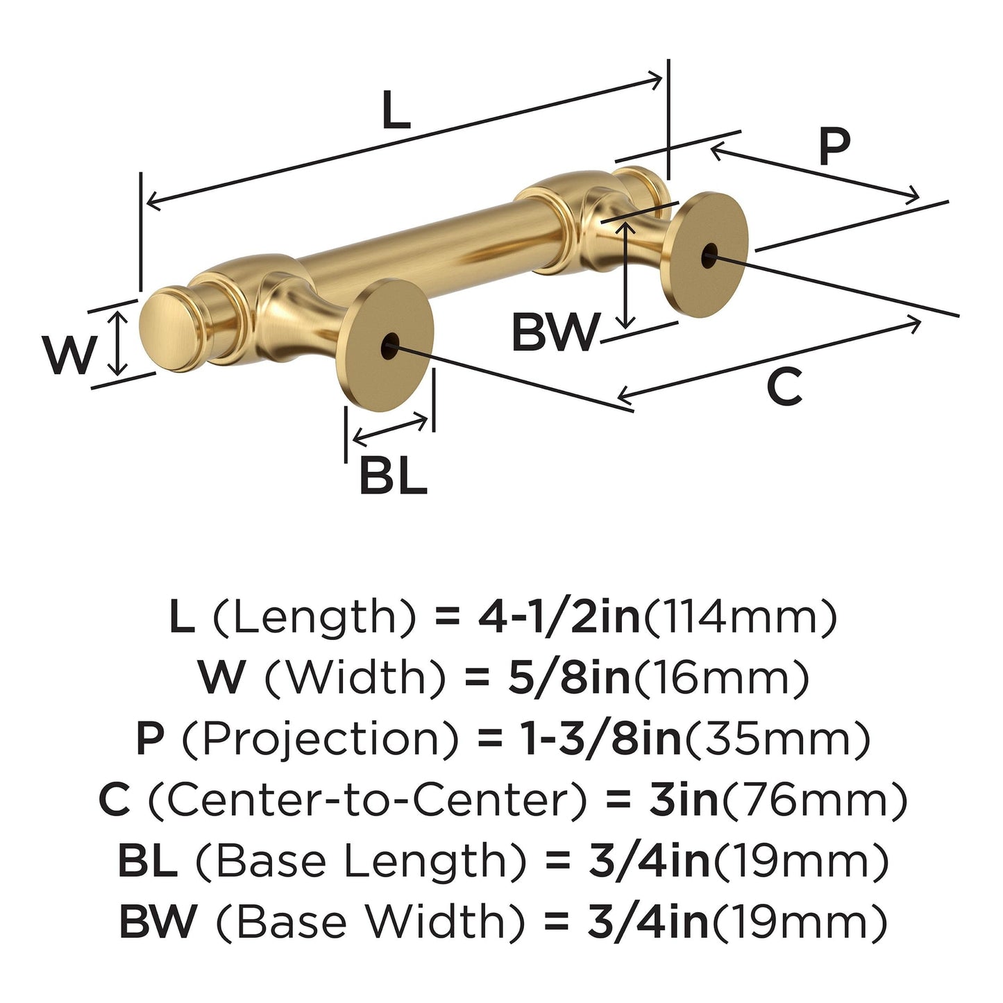 Amerock BP36770CZ Champagne Bronze Cabinet Pull 3 in (76 mm) Winsome