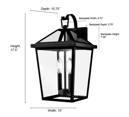 Millennium Lighting Mensun 2 Light 18" Outdoor Wall Sconce w/Clear Glass-Black