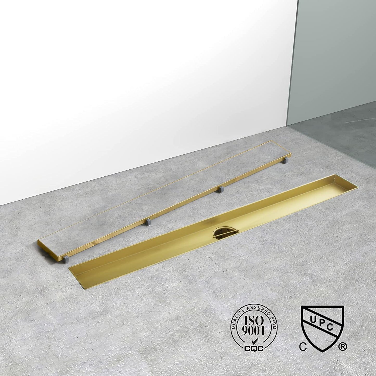 AGLSD-T-36IN Linear Shower Drain, 36" Gold Drain Tile Insert 2-in-1 Shower Drain