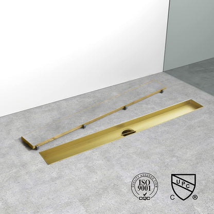 AGLSD-T-36IN Linear Shower Drain, 36" Gold Drain Tile Insert 2-in-1 Shower Drain