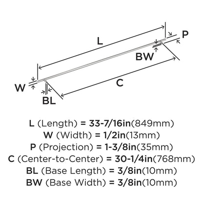 Amerock BP1901926 30-1/4 inch 768mm Center-toCenter Polished Chrome Cabinet Pull