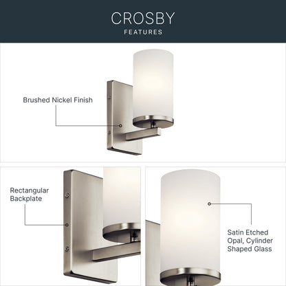 Kichler 45495NI Crosby 9.25" Wall Sconce in Brushed Nickel