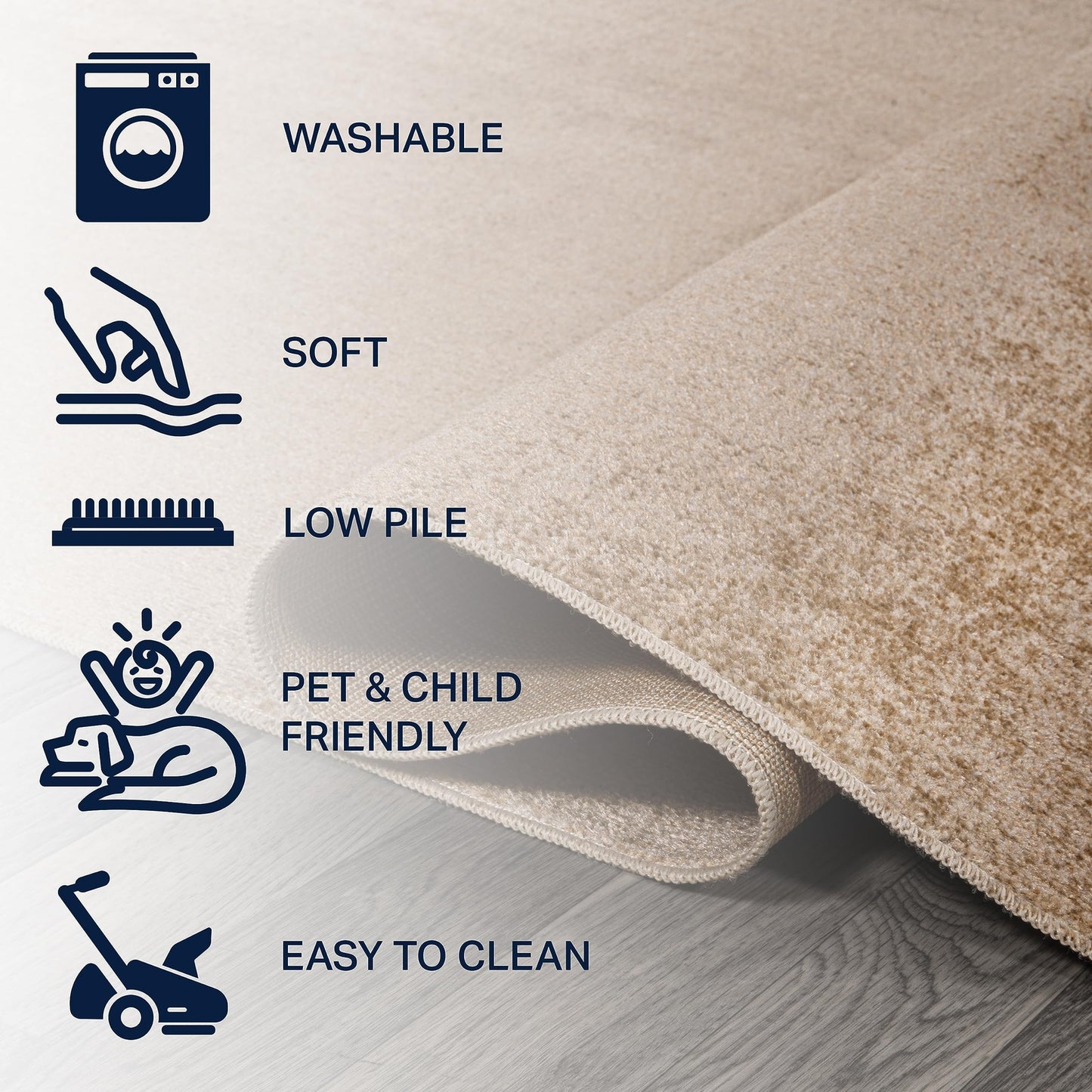 JONATHAN Y WSH300D-4 Twyla Classic Solid Low-Pile Machine-Washable 4 ft. x 6 ft
