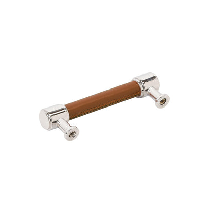 Signature Hardware 489392 Lazzara 3-3/4"C2C Cognac Leather Pull-Champagne Bronze
