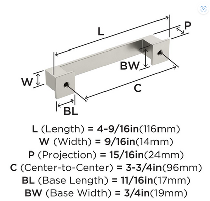Amerock - Appoint Cabinet 3-3/4" Center to Center Pull - Satin Nickel